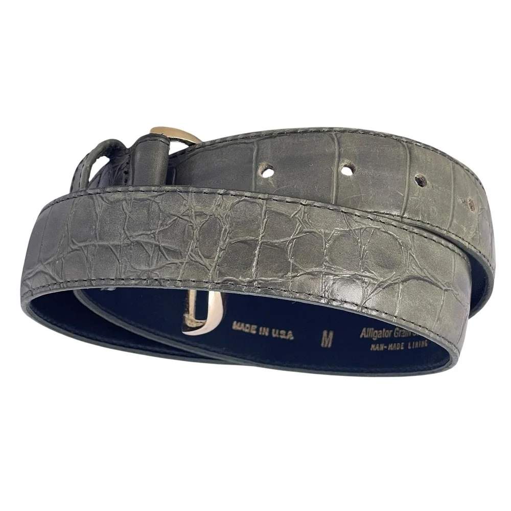 Lejon Vintage Women's‎ Belt Sage Green Alligator Grain Steerhide USA Made Sz M